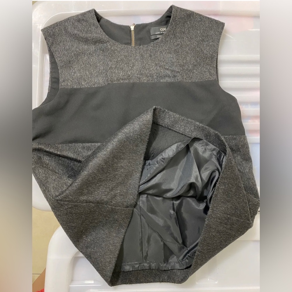 Cue Wool Blend Tank Top Grey & Black Relaxed Box Fit Sleeveless Size 8 to 10 - Picture 4 of 8